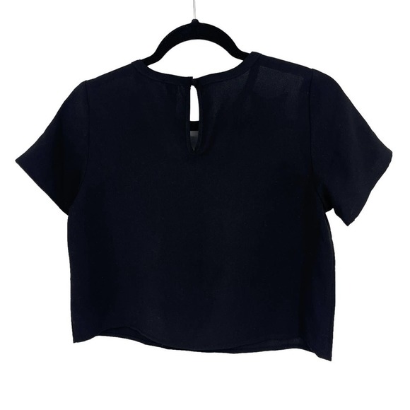 Design Lab Women's Black Star Mesh Short Sleeve Cropped Top Size XS NWOT - Picture 2 of 10